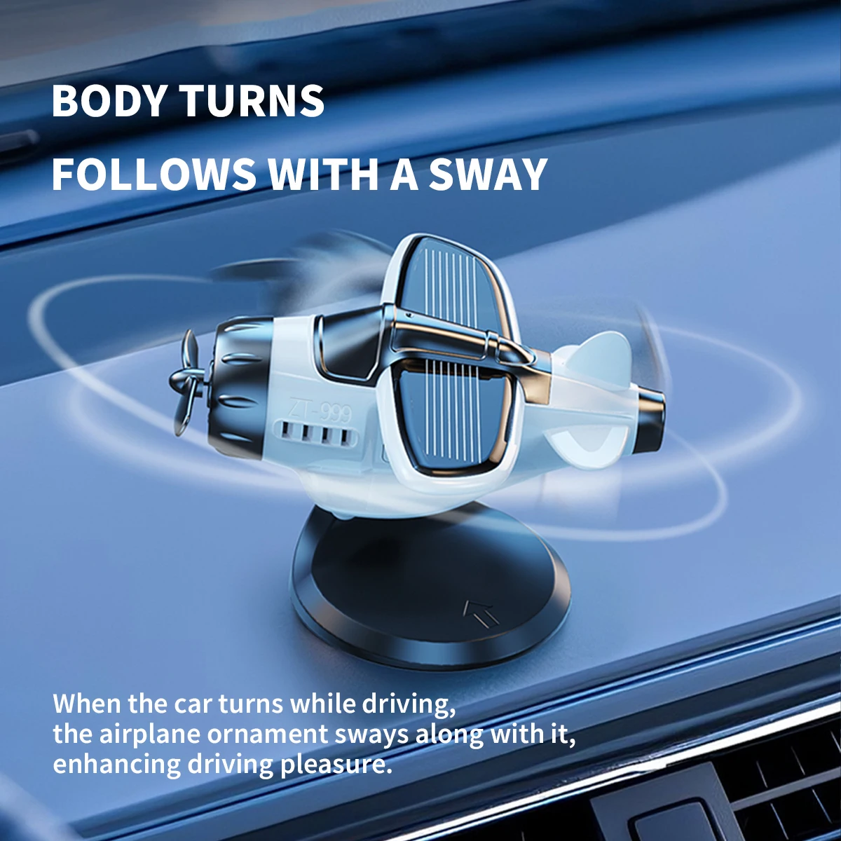 

1x Car Solar Airplane Ornaments 360° Rotary Creative Car Center Console Solar Powered Aircraft Ornaments Car Interior Decoration