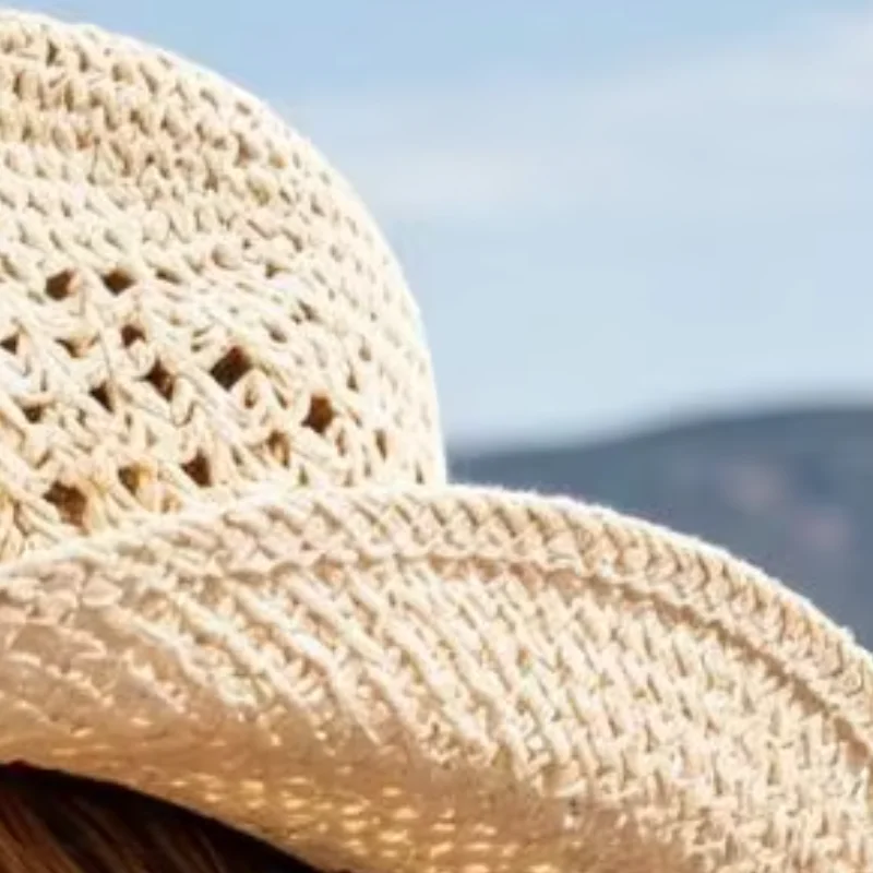 

Face Slimming Sun Hat Hand-Woven Lightweight Breathable Wide Brim Straw Hat Hollow Design Rope Decor Western Cowboy Hat