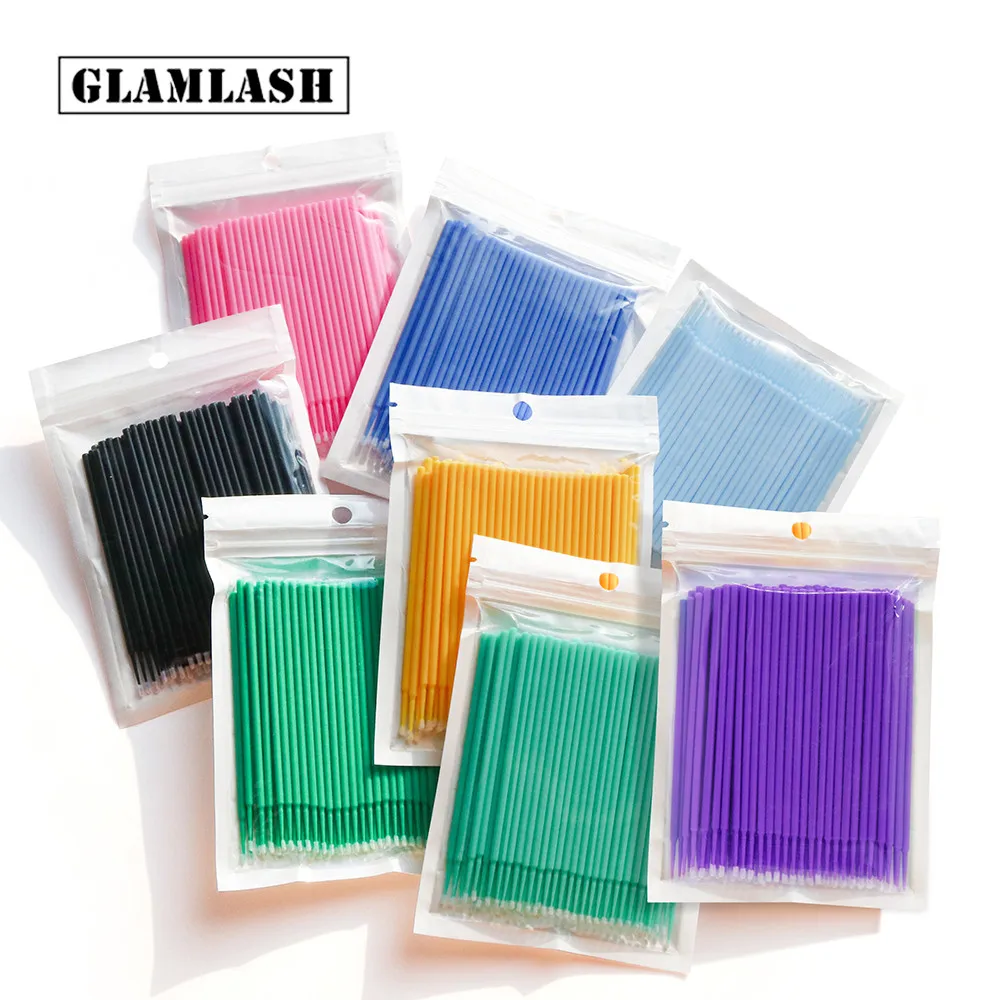 100Pcs Disposable Cotton Swab Eyelash Brushes Individual Eyelashes Microbrush Lash Removing Lash Extension