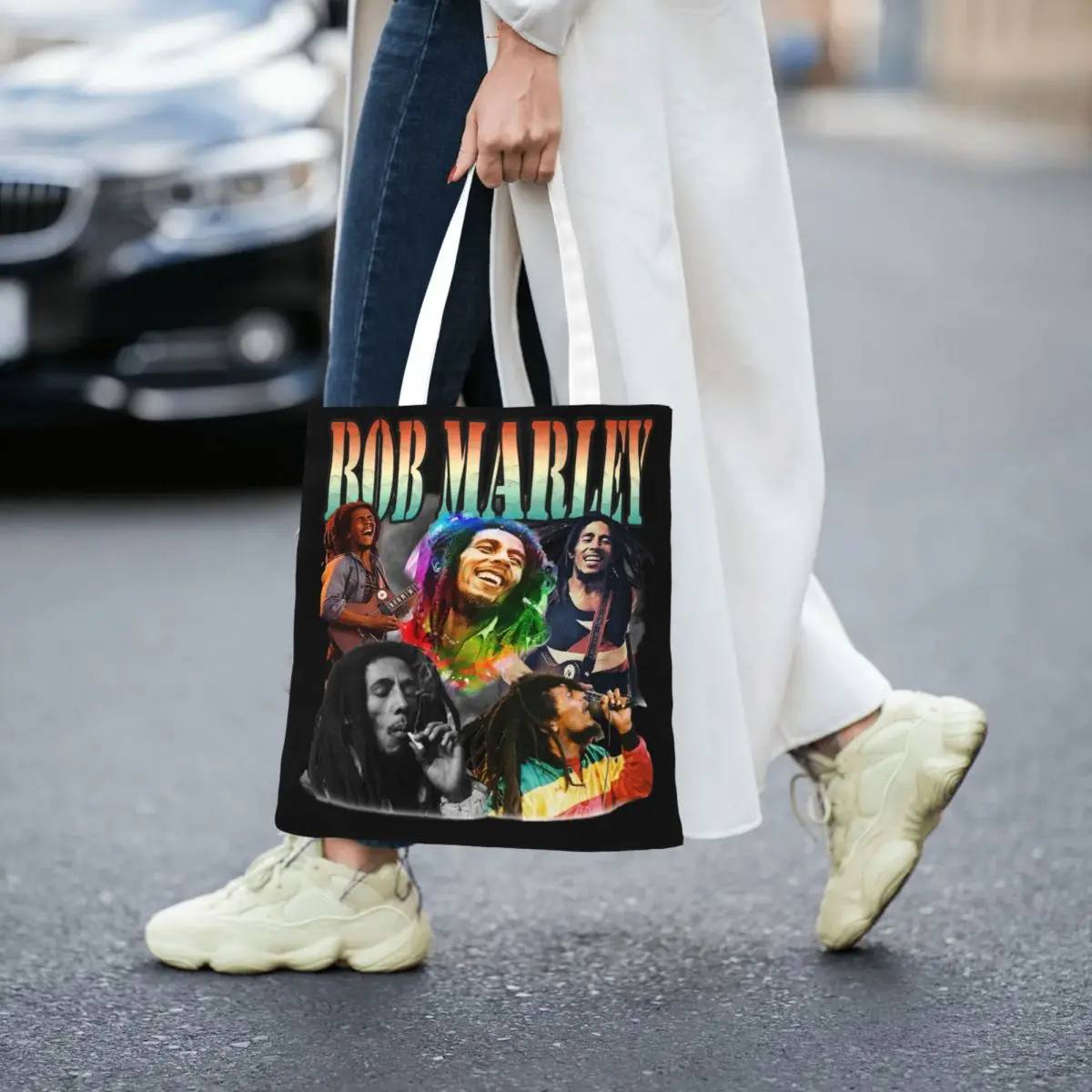 Bob Marley Merch Canvas Tote Bag for Women Simple style Rasta Reggae Music Fashion Bags Handbang