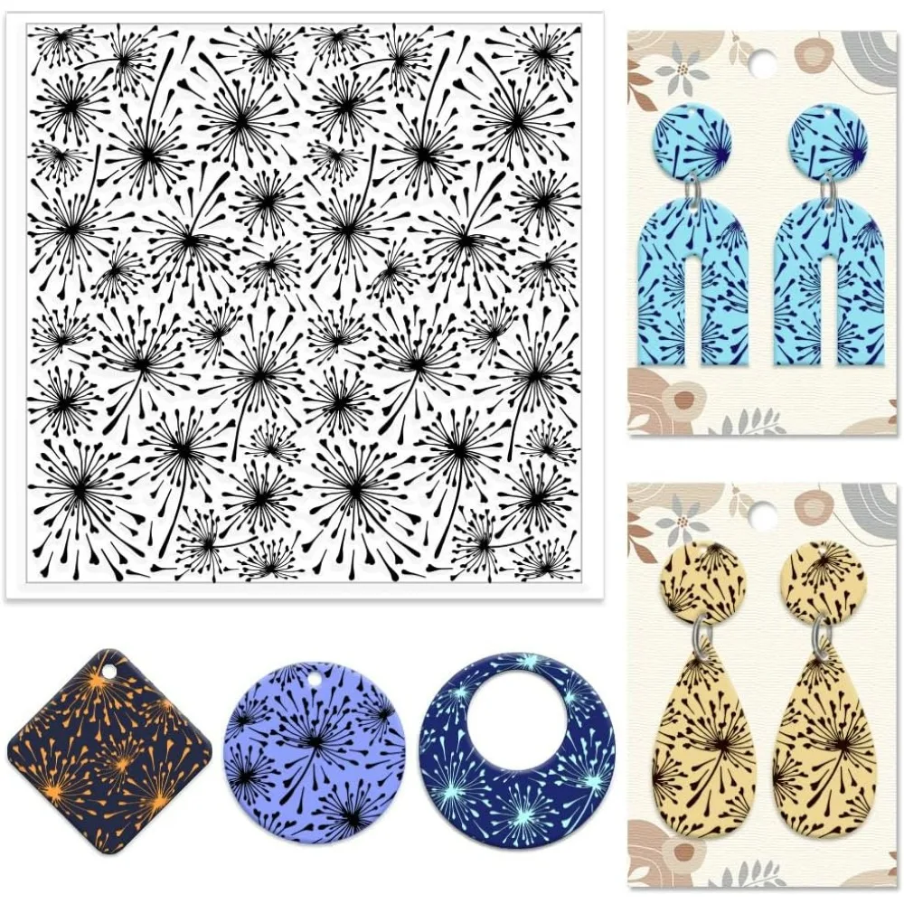 Одуванчики фон силиконовая текстура штамп формы из полимерной глины DIY инструменты для текстуры глины для глиняной керамики серьги изготовления ювелирных изделий