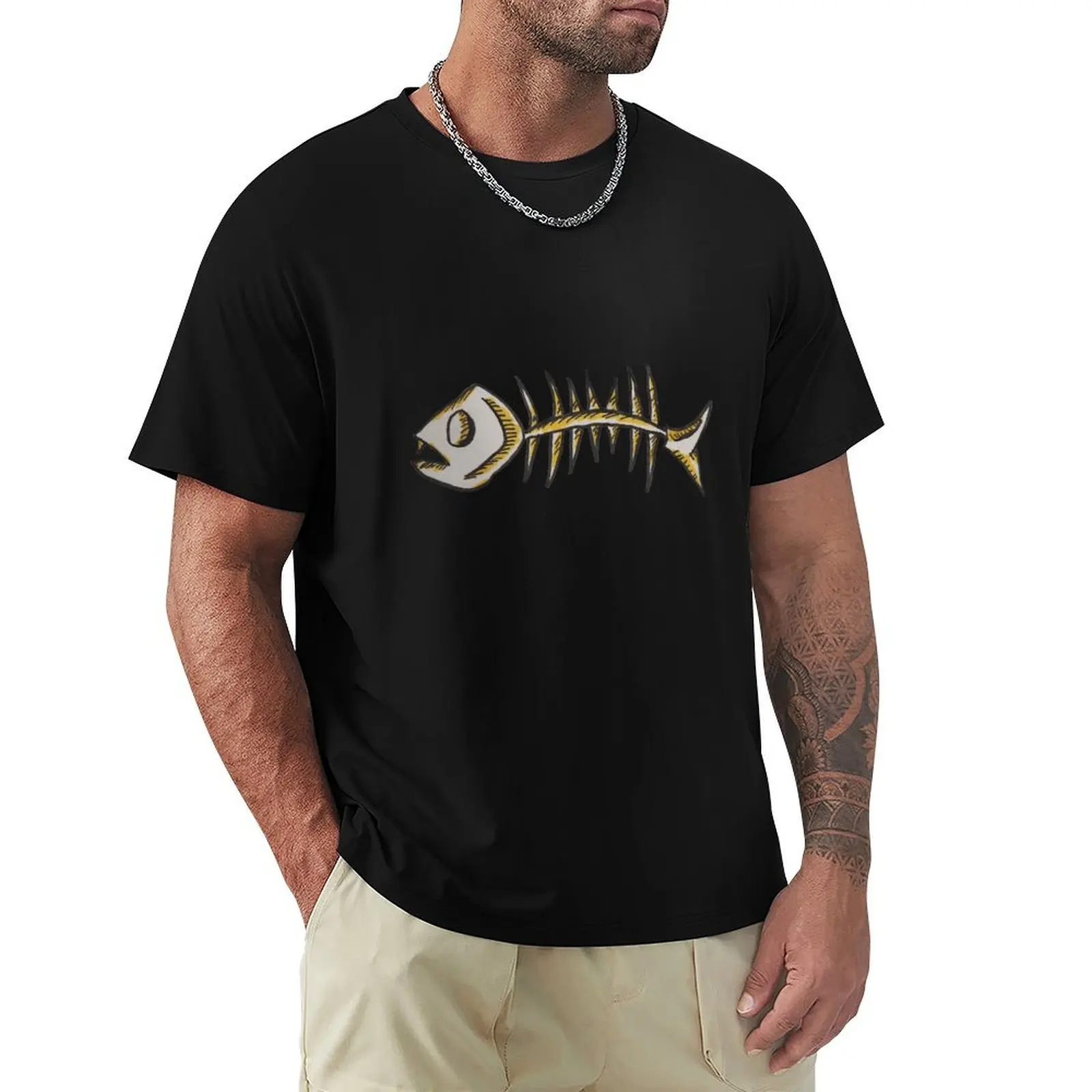 

Shocked fish bone- yellow T-Shirt Sports Basic Short Sleeve T-Shirt
