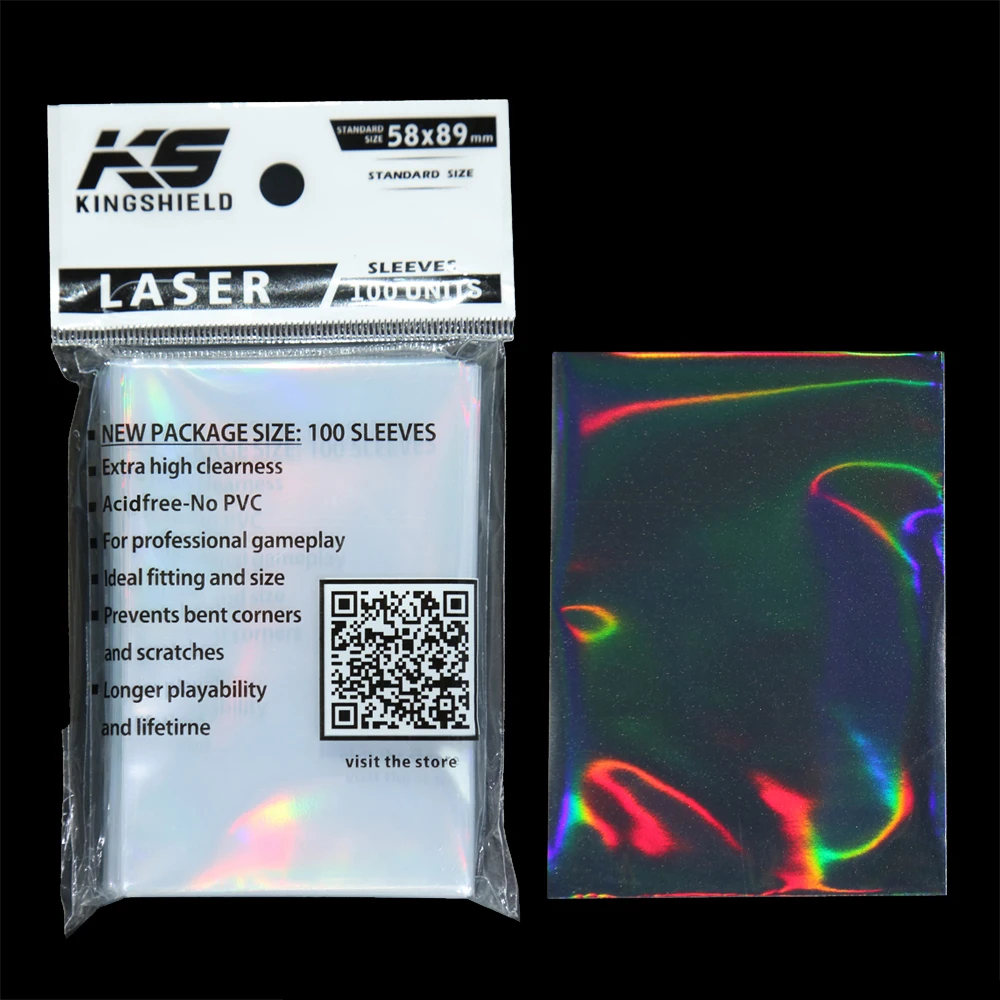 100pcs Board Game TCG Card Sleeves Rainbow Foil Transparent Laser Clear  YGO/PKM Kpop Photo Protector Trading Cards Shield Cover