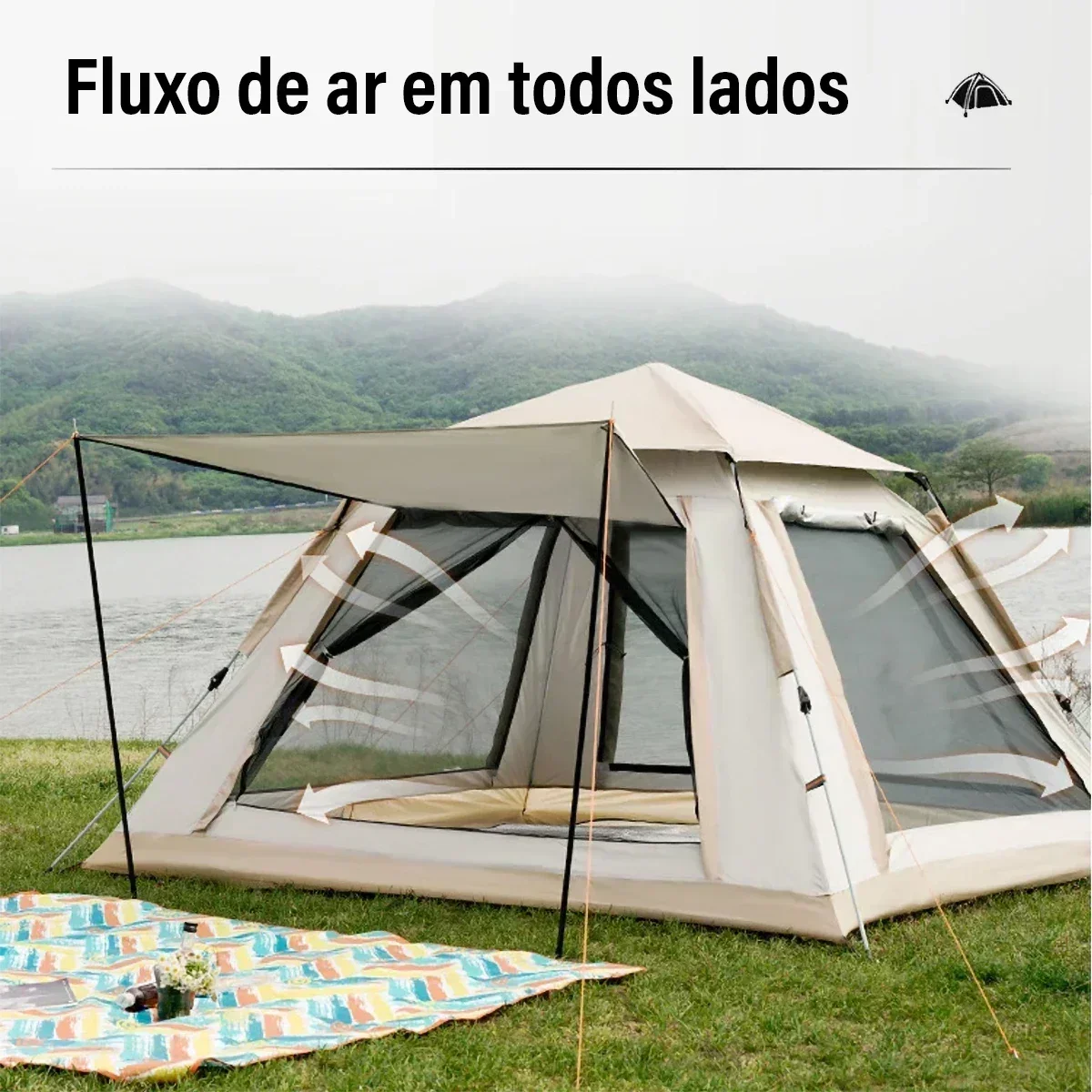 One Touch Automatic Tent Camping Tents 4 Person Beach Portable Camp Lightweight Shelter Family Docking Cabana Outdoor folding