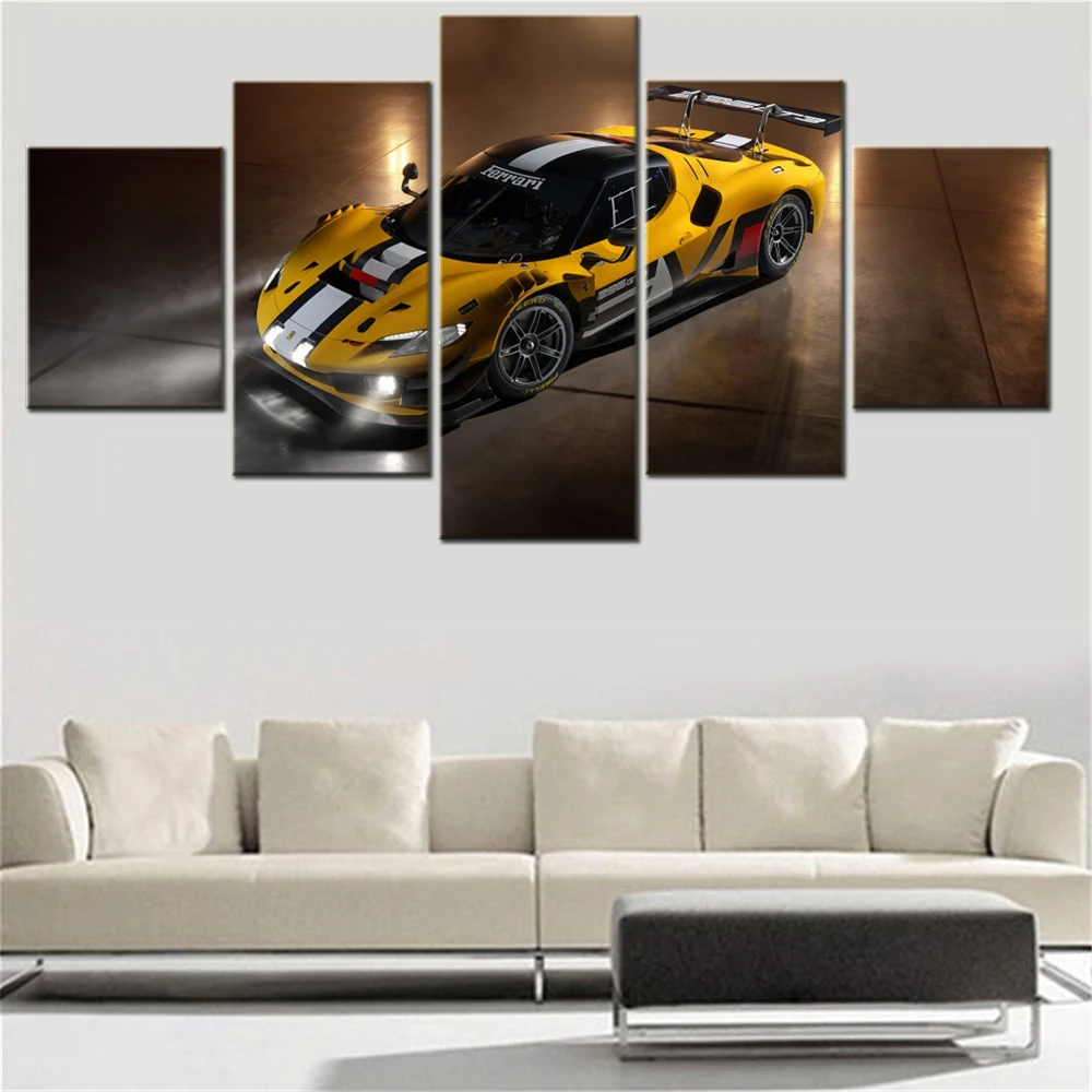 

5 Pieces Canvas Wall Arts Sports RacingCars 296 GT3 Evo 2026 Wallpaper Home Decor Picture Printing For Living Room Interior Arts