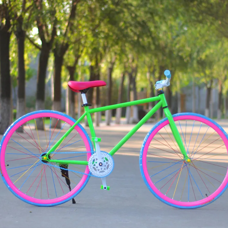 Wholesale Single Speed Fixed Gear Bicycle with Steel Fork Inverted Brake and Variable Color Matching for Adult and Student