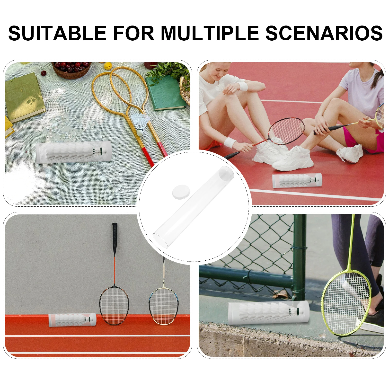 12 قطعة من أنبوب تخزين الكرات، حاوية أسطوانية بلاستيكية شفافة، ملحقات كرة الريشة المحمولة للأماكن الداخلية والخارجية #5