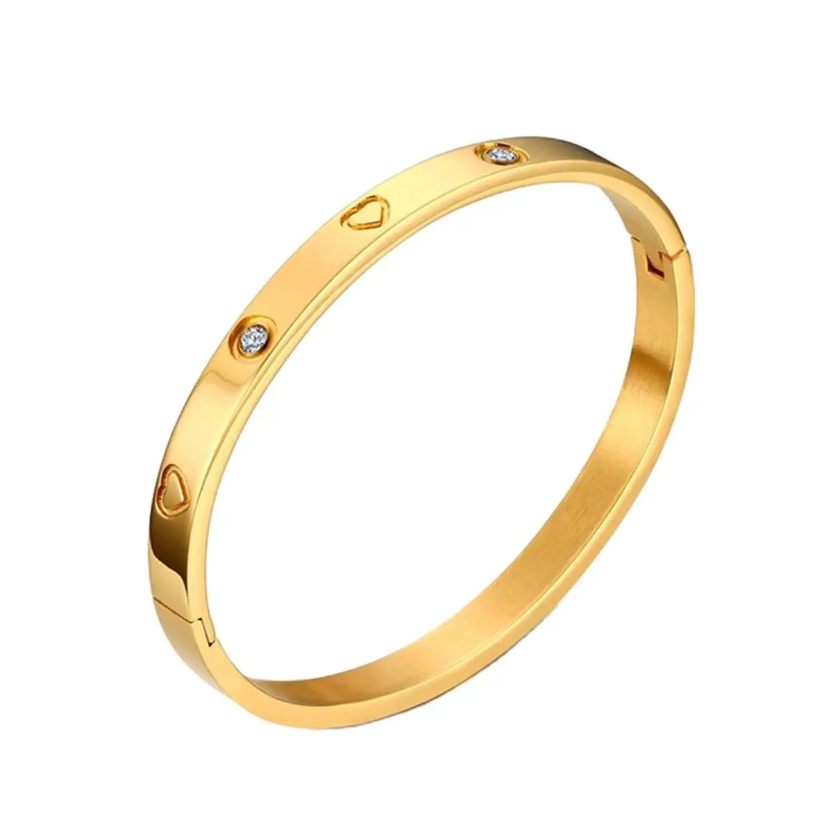 Unisex Minimalist Stainless Steel Bracelet for All Seasons Hot-Selling Personalized Design with One Heart and Crystal Stone image 3