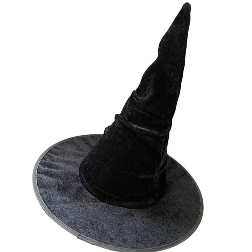 مهرجان غطاء الرأس المخملية هالوين قبعة الساحرة ستار الدعائم الطرف معالج قبعة طوي تأثيري اكسسوارات قبعة الهالوين حفلة تنكرية #3