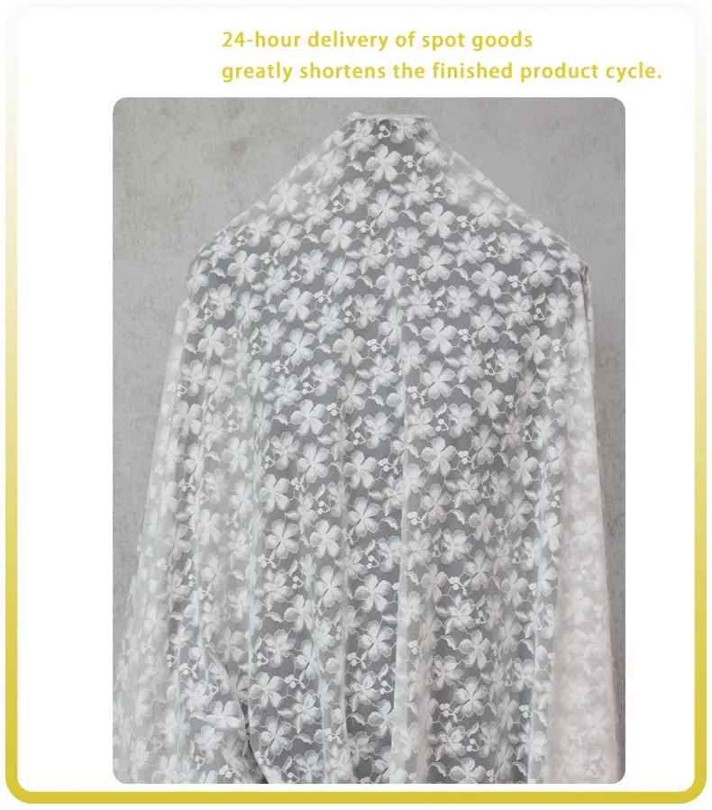 3 jardy szyfrowanej siateczki do odzieży, miękka i dopasowana, z ażurowym wnętrzem i wysokiej jakości koronką kwiatową.