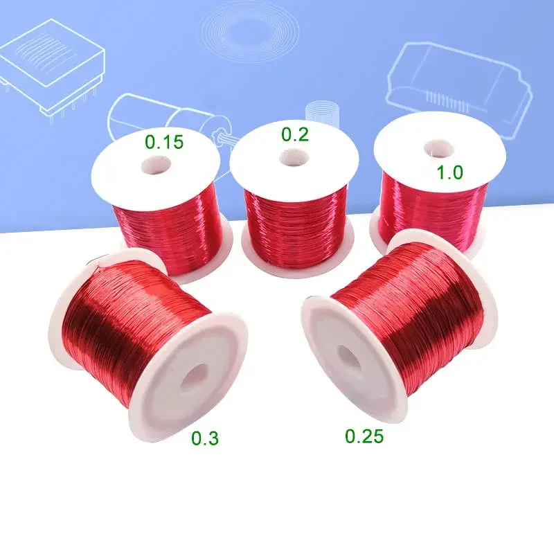 100g Red Magnet Wire 0.1-0.7mm Enamelled Copper 0.3mm No-free Scratch Direct Welding For Transformer Wire Jumper QA-1/155R 2UEW