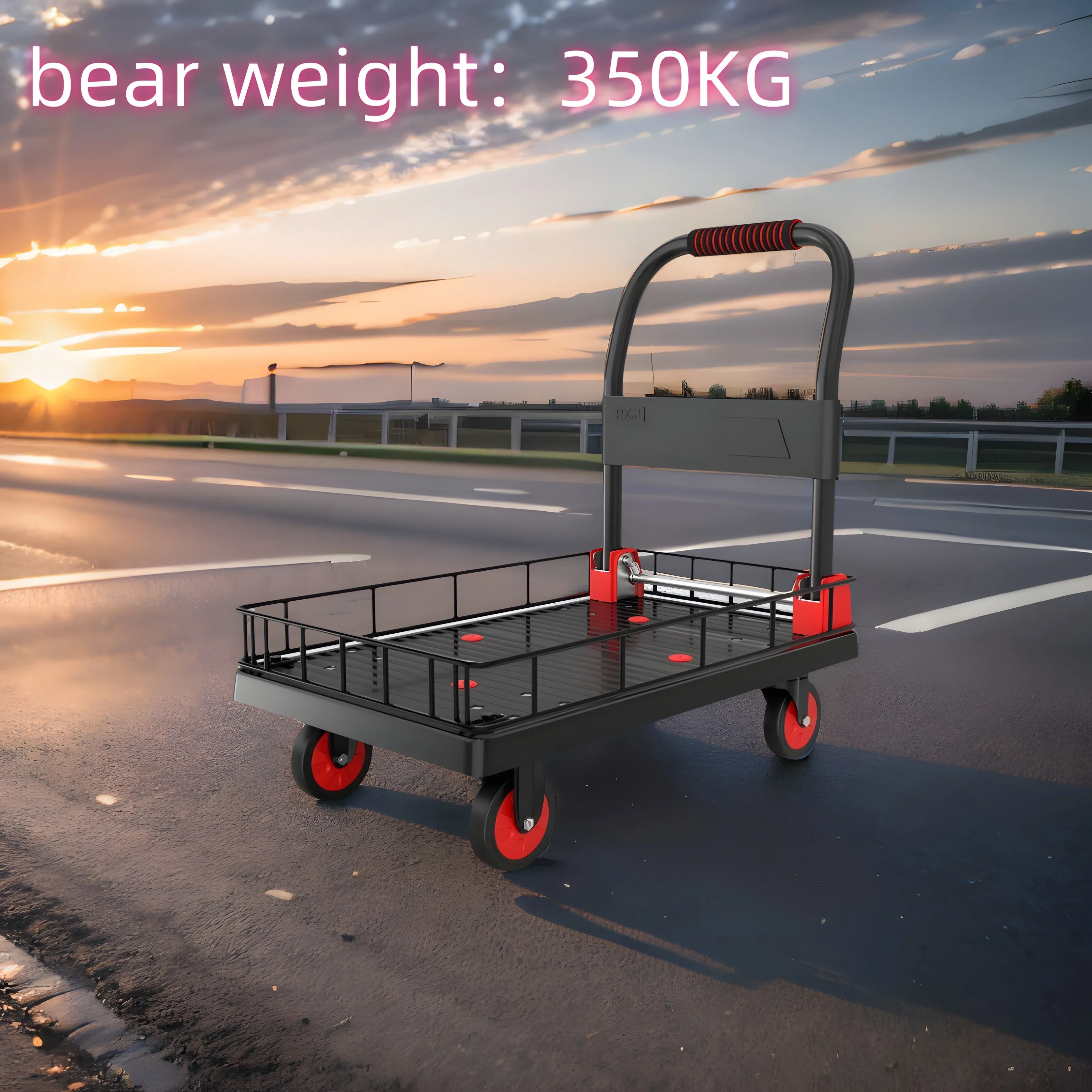 

Fenced Flatbed Truck Handling Truck, Household Handcart with Fence Fence, Express Delivery Truck, Trailer, Folding Small Cart