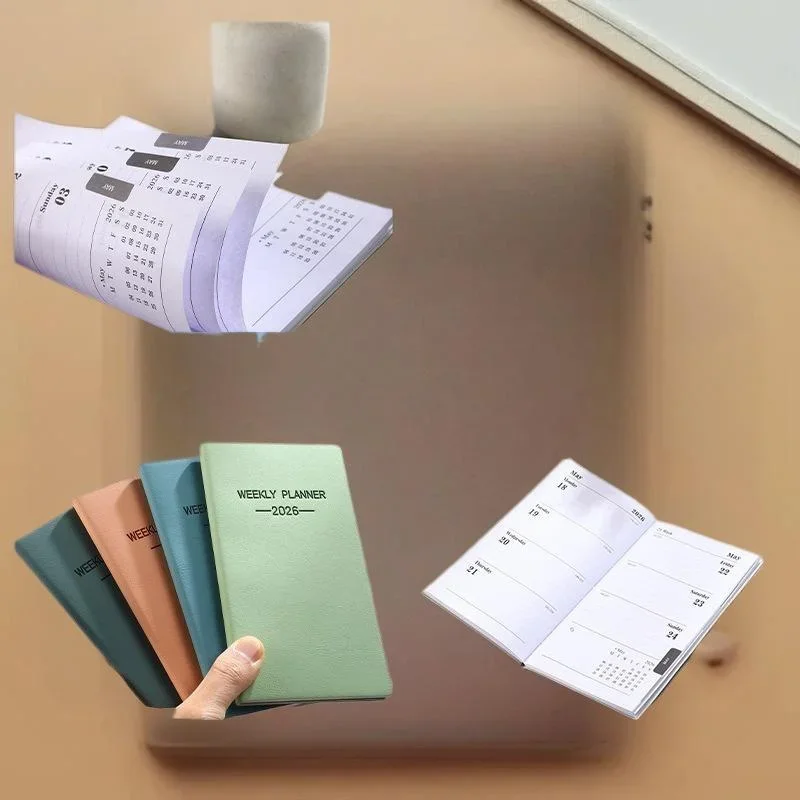 Agenda giornaliera formato A6 2026 da 1 pezzo, calendario in pelle a colori Morandi, 64 fogli, calendario settimanale sottile da 128 pagine