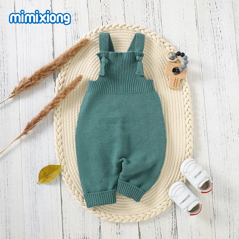 Baby Rompers Knitted Newborn Boy Girl Solid Sleeveless Jumpsuits Playsuits One Piece Infant Unisex Overalls Toddler Kids Clothes