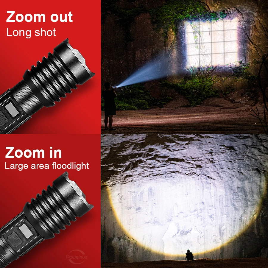 XHP160 عالية الطاقة مصباح ليد جيب السوبر مشرق الشعلة USB قابلة للشحن التكبير مشاعل مصابيح التخييم في الهواء الطلق الفوانيس التكتيكية