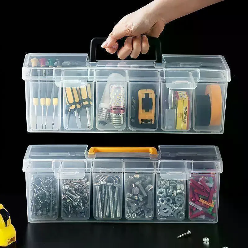 Clear Plastic Multi-Grid Hardware Storage Organizer Adjustable Dividers for Home DIY Craft Organization