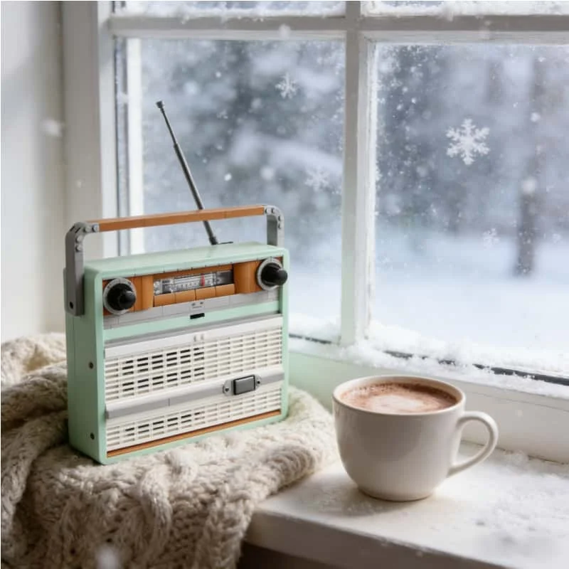 

Ретро беспроводная радиомодель, строительные блоки, украшения для дома, музыкальные тематические подарки, образовательные сборные игрушки