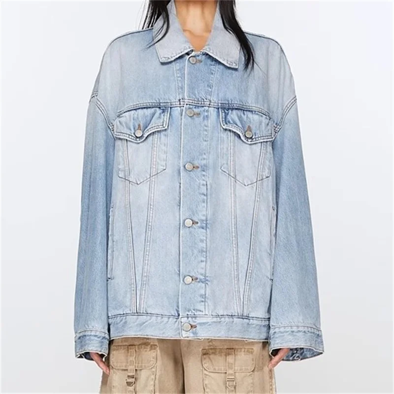 

Women's denim jacket New autumn 2024 vintage washed pure cotton long sleeved top Fashion splicing Women's coats y2k Denim jacket