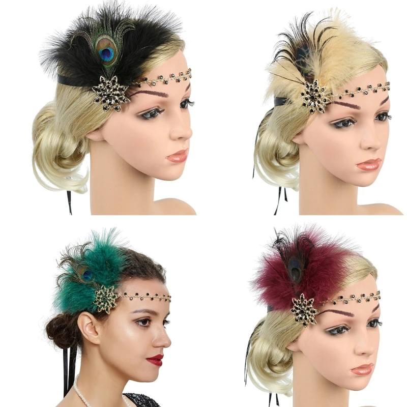 

1920s Flapper GatsbyParty Costume Accessories Feathers Headband Cosplay Headwear Drop Shipping