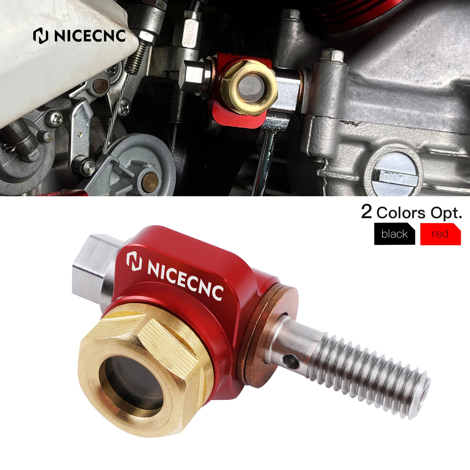 

NICECNC For Honda XR650L XR600R XR 650L XR 600R 1985-2025 Motorcycle Banjo Bolt Oil Sight Glass Crystal Clear View 2024 2023