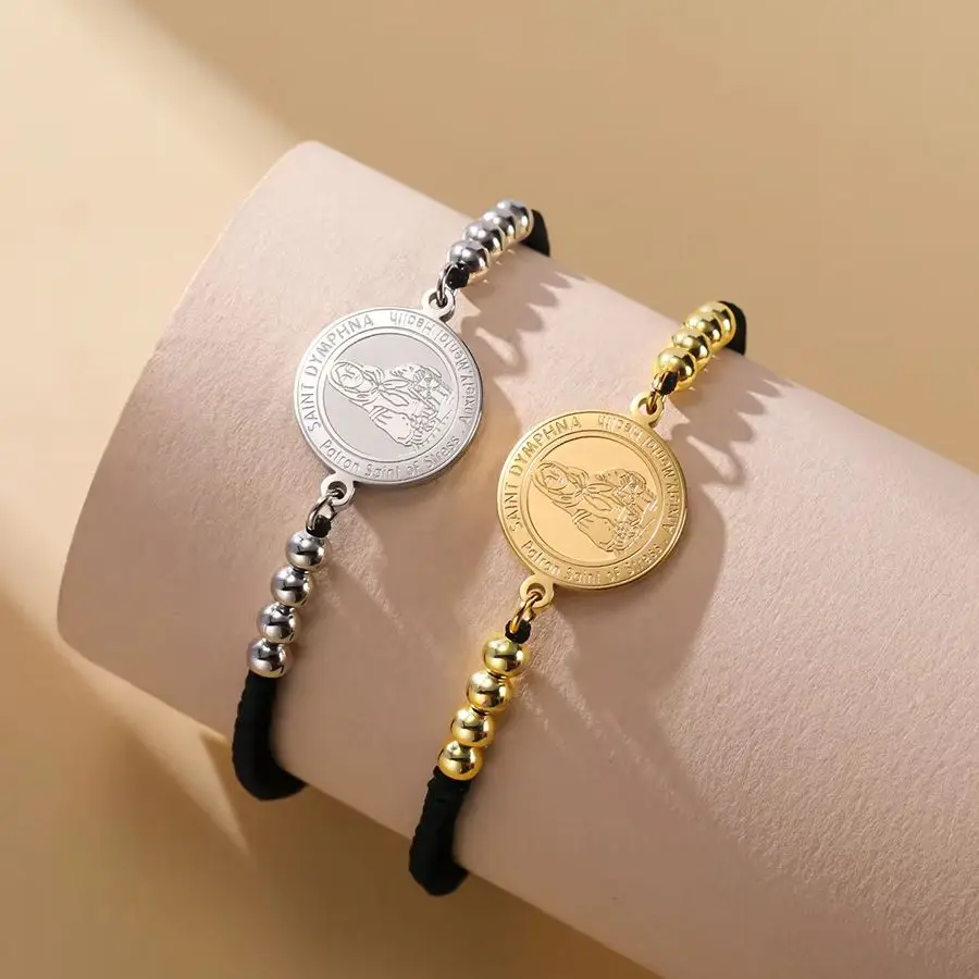 Dawapara Saint Dymphna Bracelet Religious Patron Amulet Mental Health Catholic Gift Stainless Steel Jewelry
