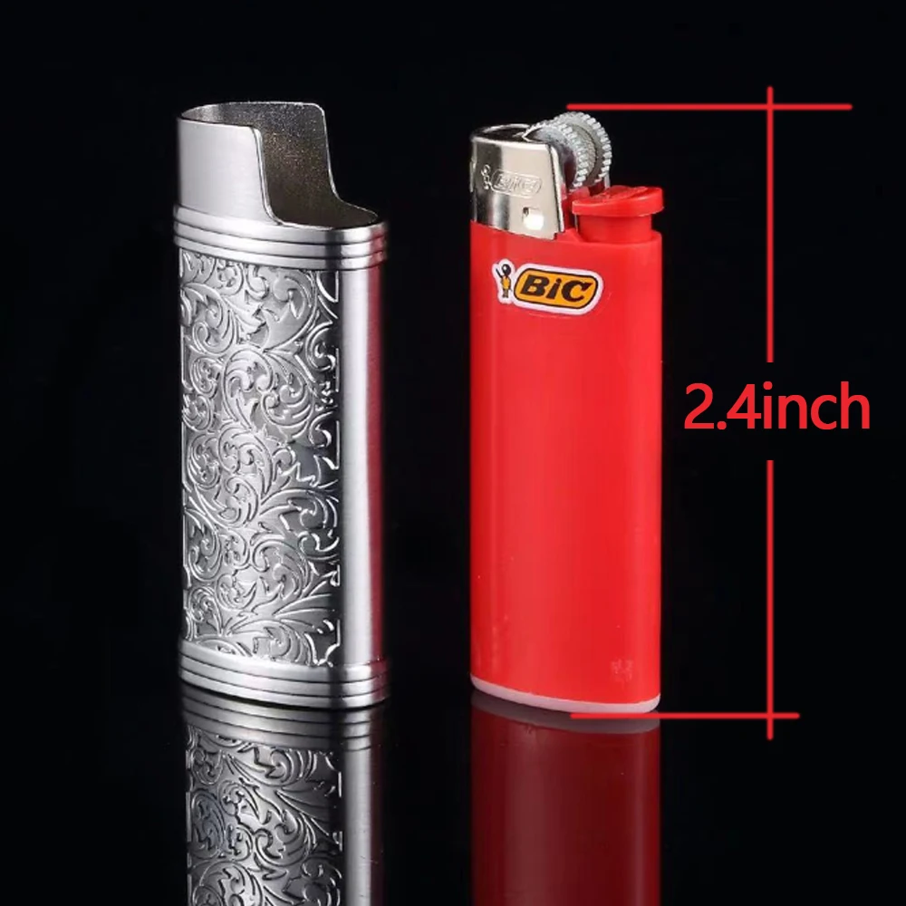 Retro Metal Lighter Case Cover Holder For Bic Mini Size J5 Lighter Metal Armor Disposable Gas Lighters Sleeve Cover Holder