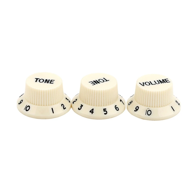 3pcs Electric Guitar Top Hat Knobs Volumes Tone Control Knobs Plastic Electronic Control Knobs Clear Bells Knobs