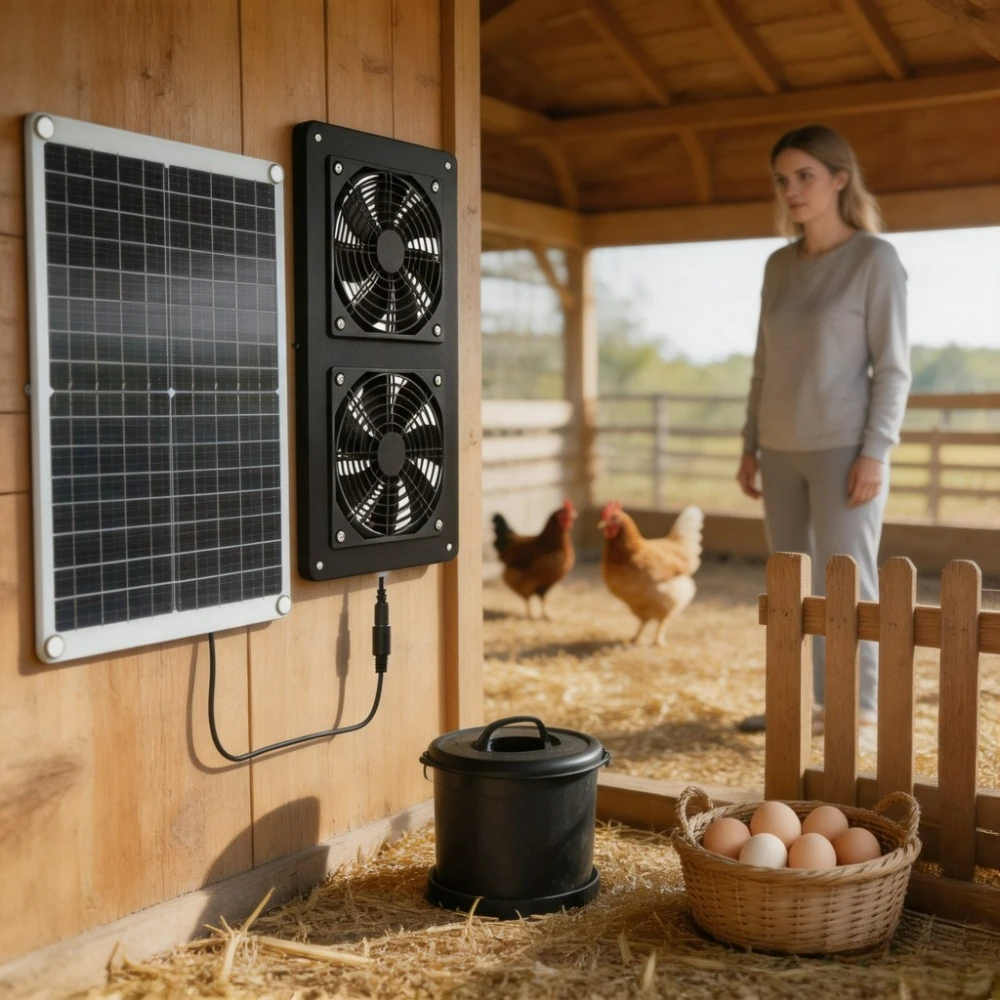 outdoor-self-powered-ip65-waterproof-dual-exhaust-fan-20w-30w-monocrystalline-solar-panel-greenhouse-chicken-coop-pet-house