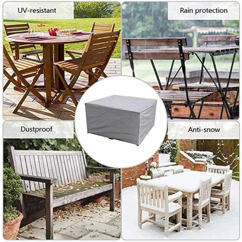

4pcs/set Patio Furniture Cover, 210D Heavy-duty Waterproof Outdoor Furniture Cover, 1 Sofa Cover, 2 Chair Covers，1pc Desk Cover