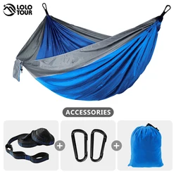 LOLOTOUR 87*38 inch Single Outdoor Hammock Portable Foldable Nylon Hammock Survival Parachute Hamak Garden Holiday Camping