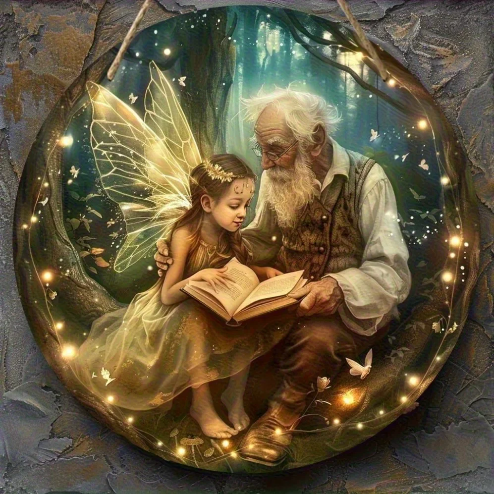 لافتة خشبية مستديرة لمشهد قزم مسحور - ديكور حائط عتيق مع تصميم غابة شمعدان | مثالية للمنزل والبار والمقهى والمكتب" #2