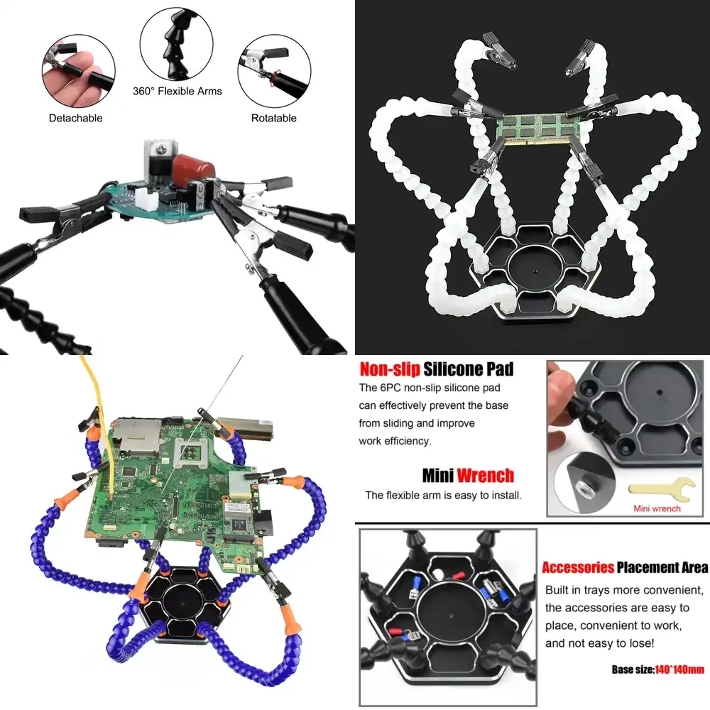 

2026-With 6Pcs Flexible Arms for PCB Board Welding Assembly Repair Station Multi Soldering Helping Hands