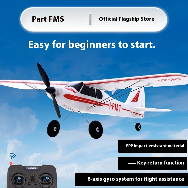Fms Model Airplane 500mm Pa-18 Beginner'S Small Four Channel Remote-Controlled Fixed Wing Aircraft Outdoor Toy One-Key Return