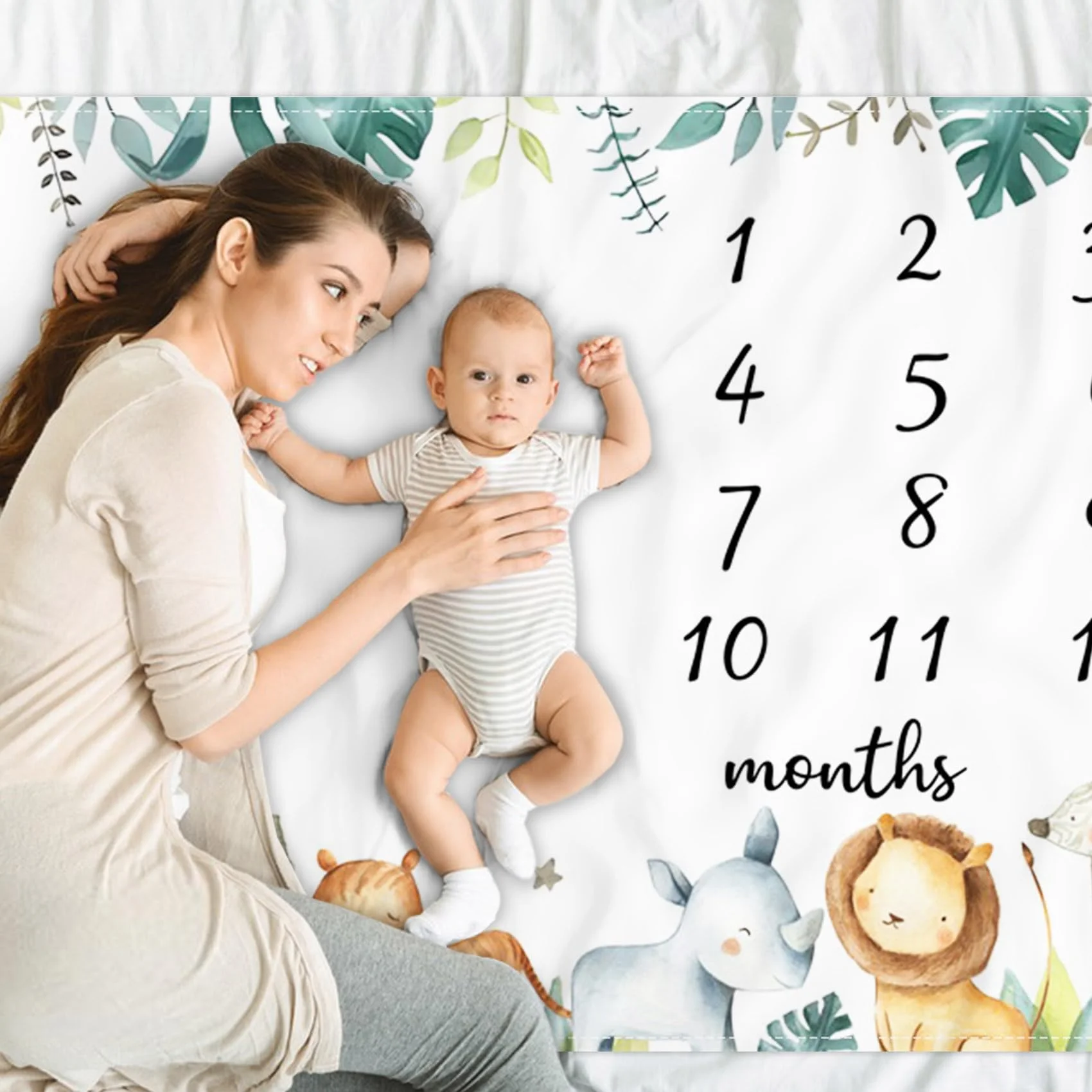 

VIKAMA Baby Growth Record Blanket Milestone Calendar Suitable as a Newborn Gift for 100-Day and First Birthday Celebrations