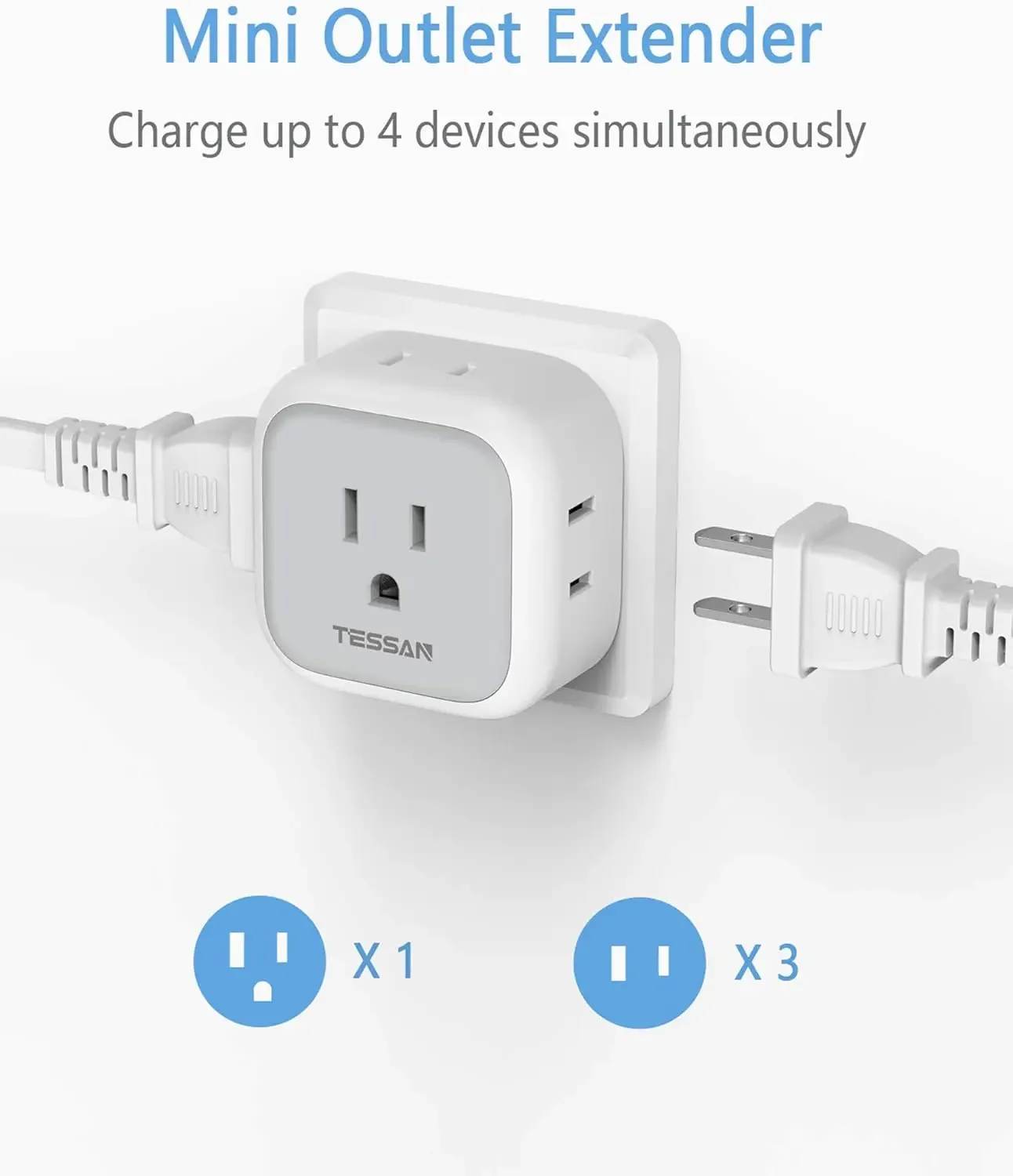 Multi Plug Outlet Extender TESSAN 2 Packs Multiple Outlet Splitter Box with 4 Electrical Charger Cube Outlets for Cruise Ship