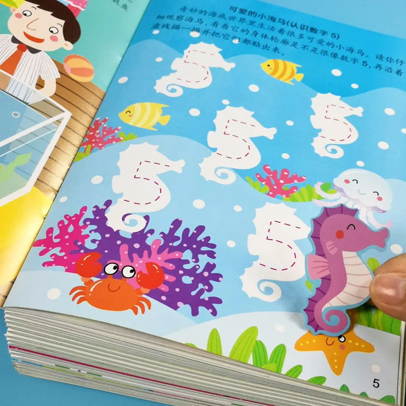 Montessori Mathematics Sticker Book, Digital Sticker for Children Aged 2-3-4-6, Kindergarten Intelligence Development Toy