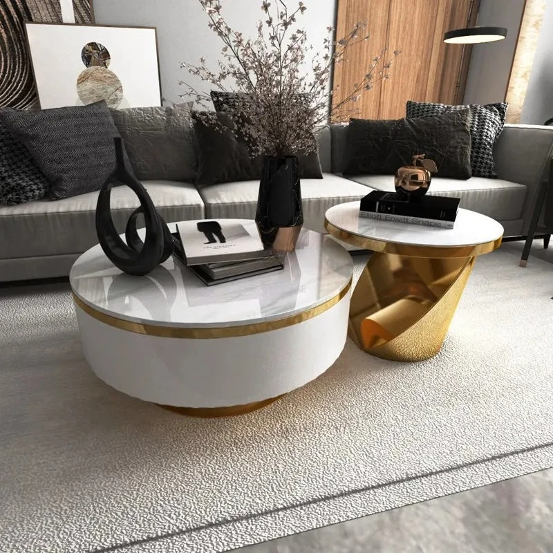 

For Luxury Stainless Steel Coffee Tables Nordic Simple Round Side Living Room Furniture Creative Designer Corner Table