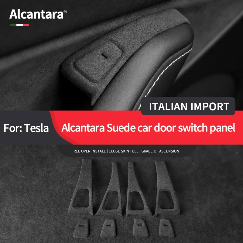 Car door switch button sticker lift panel sticker Alcantara suede suitable for Tesla Model 3 Model Y X car accessories