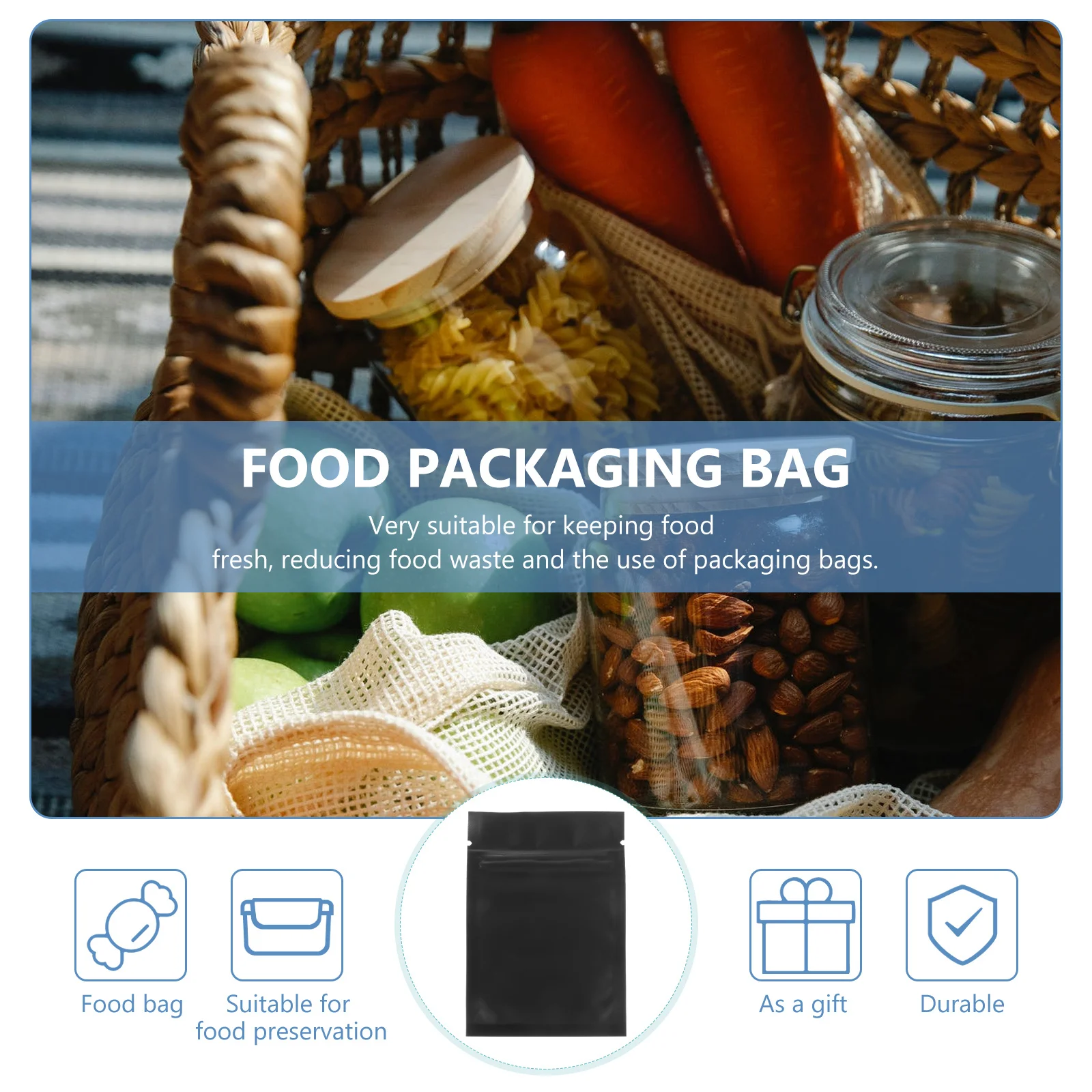 

100Pcs Self Sealing Food Bags Heavy Duty Leakproof Snack Storage Bags for Market Shop Retail Food Package Pouch