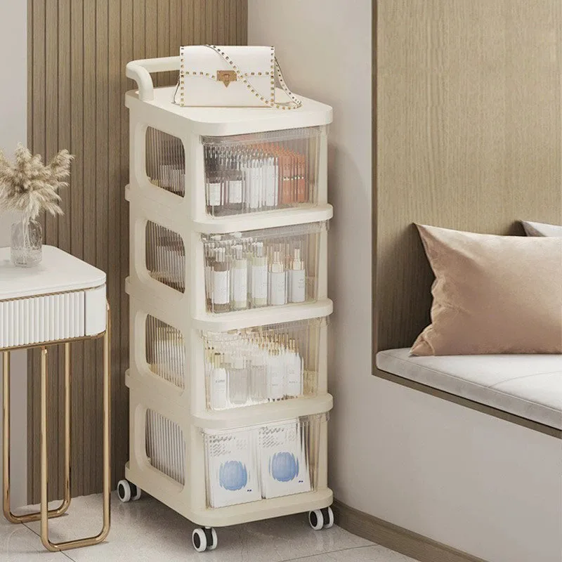 2024 5-layer Transparent Drawer Style Small Cart Storage Rack Snack Toy Baby Supplies Storage Cabinet With Wheel Storage Rack