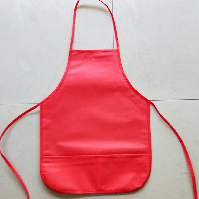 Kids Adults Non-woven Fabric Apron Solid Color Chef Apron Suitable for Cooking Baking Painting