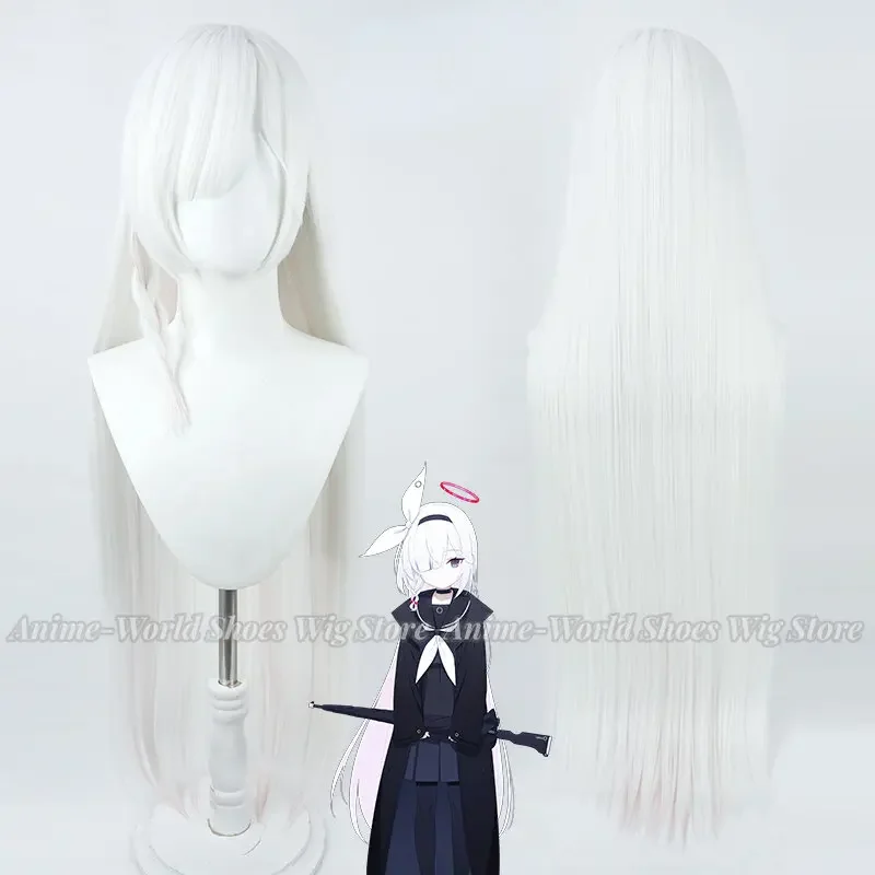 

Парик для косплея Purana Game Blue Archive, белый, 100 см, прямой, длинный, термостойкий, из синтетических волос, для Хэллоуина и ролевых игр + бесплатная шапочка для парика