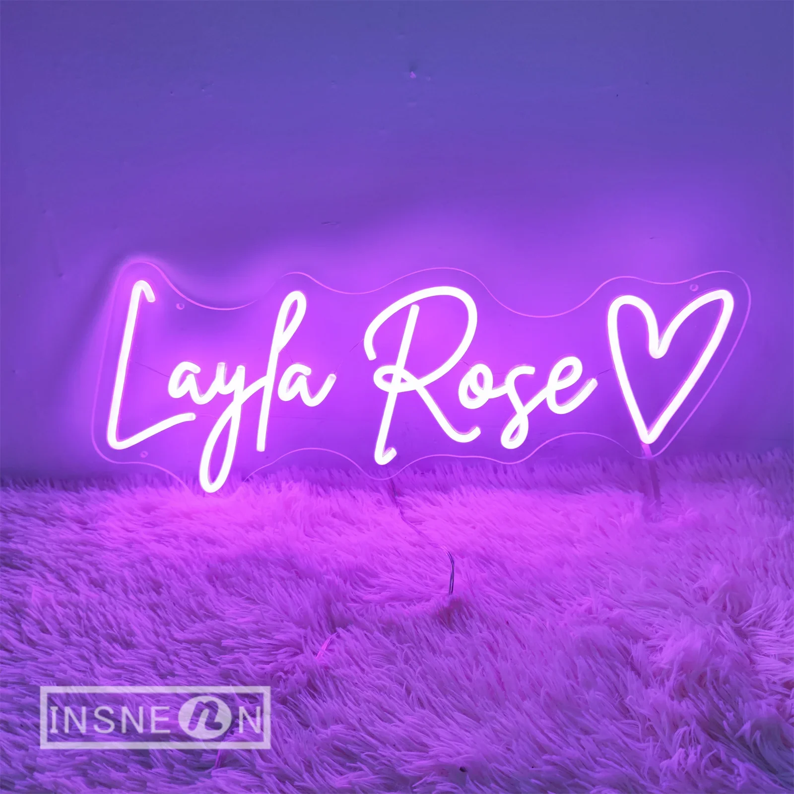 Layla Rose Neon Sign ไฟ LED นีออนสําหรับตกแต่งผนังห้องงานแต่งงานวันวาเลนไทน์ปาร์ตี้บาร์ห้องนอน Neon Night โคมไฟนีออน