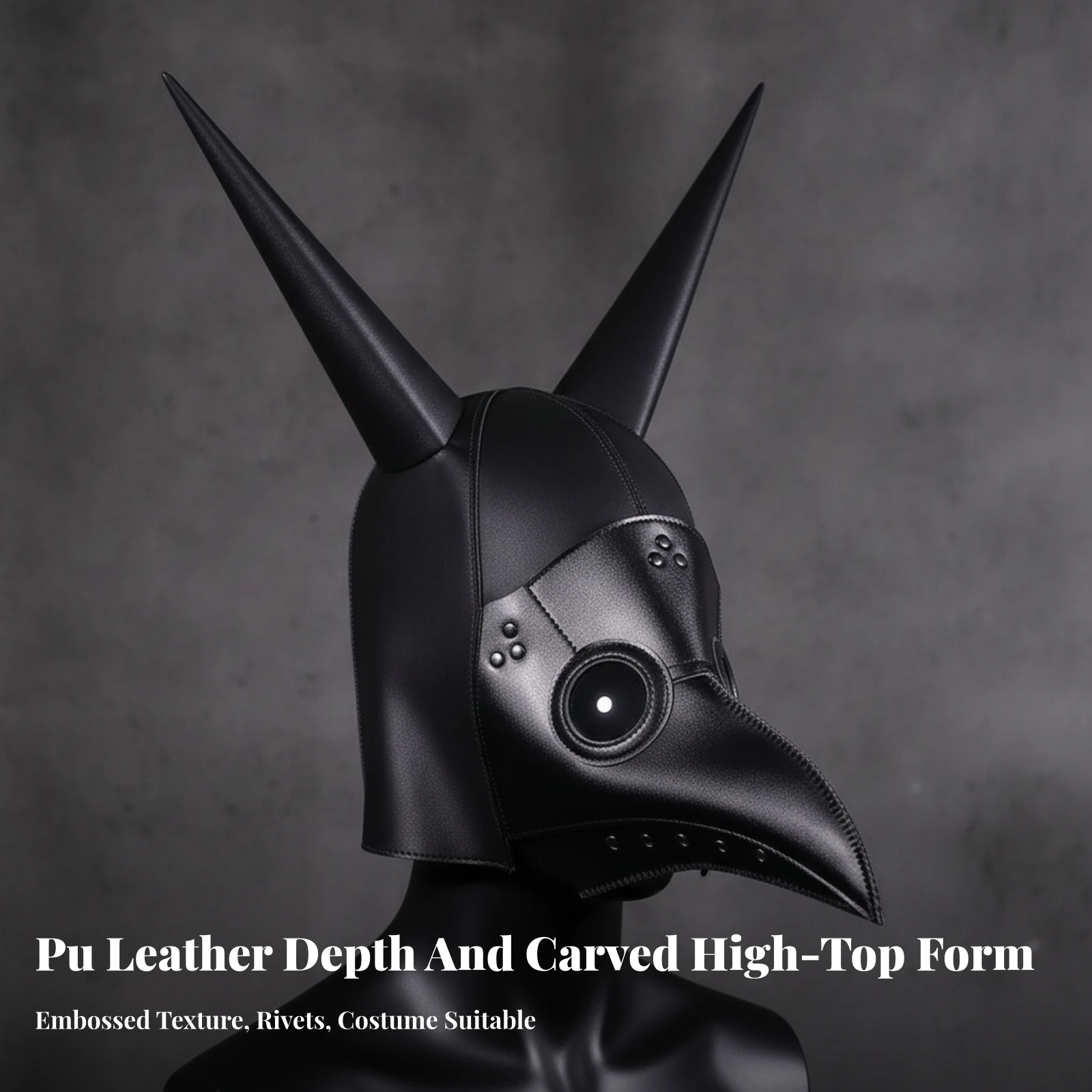 beak-headwear-with-studs-pu-leather-pointed-costume-headpiece-plague-doctor-mask-high-detailed-for-cosplayers-cosplay