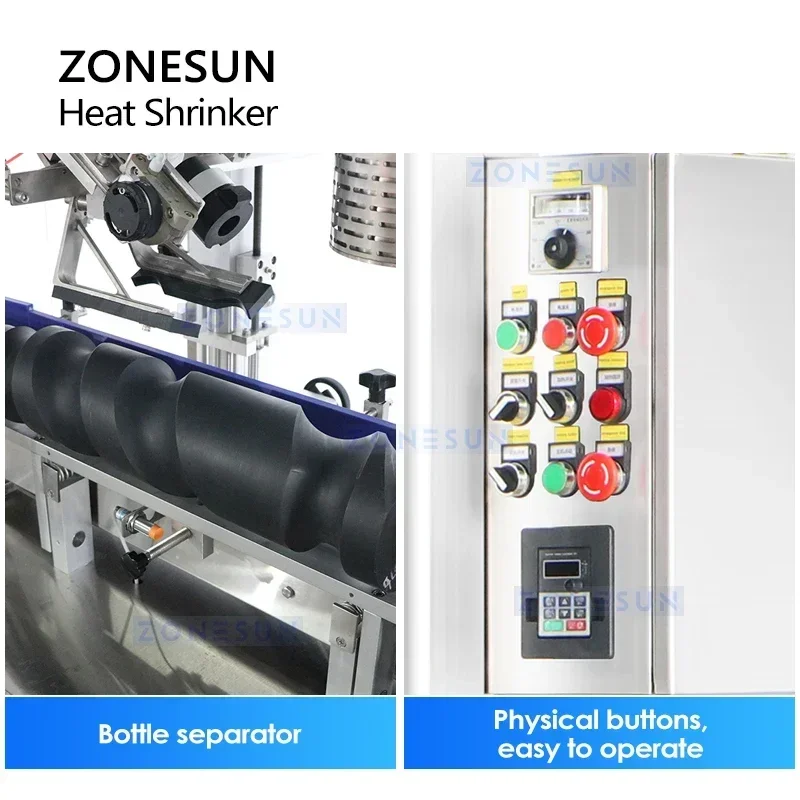 ZONESUN ZS-SXRS1 التلقائي زجاجة الرقبة الانكماش الحراري للكبسولات البلاستيكية العبث ختم الواضح على النبيذ والصلصة التعبئة والتغليف