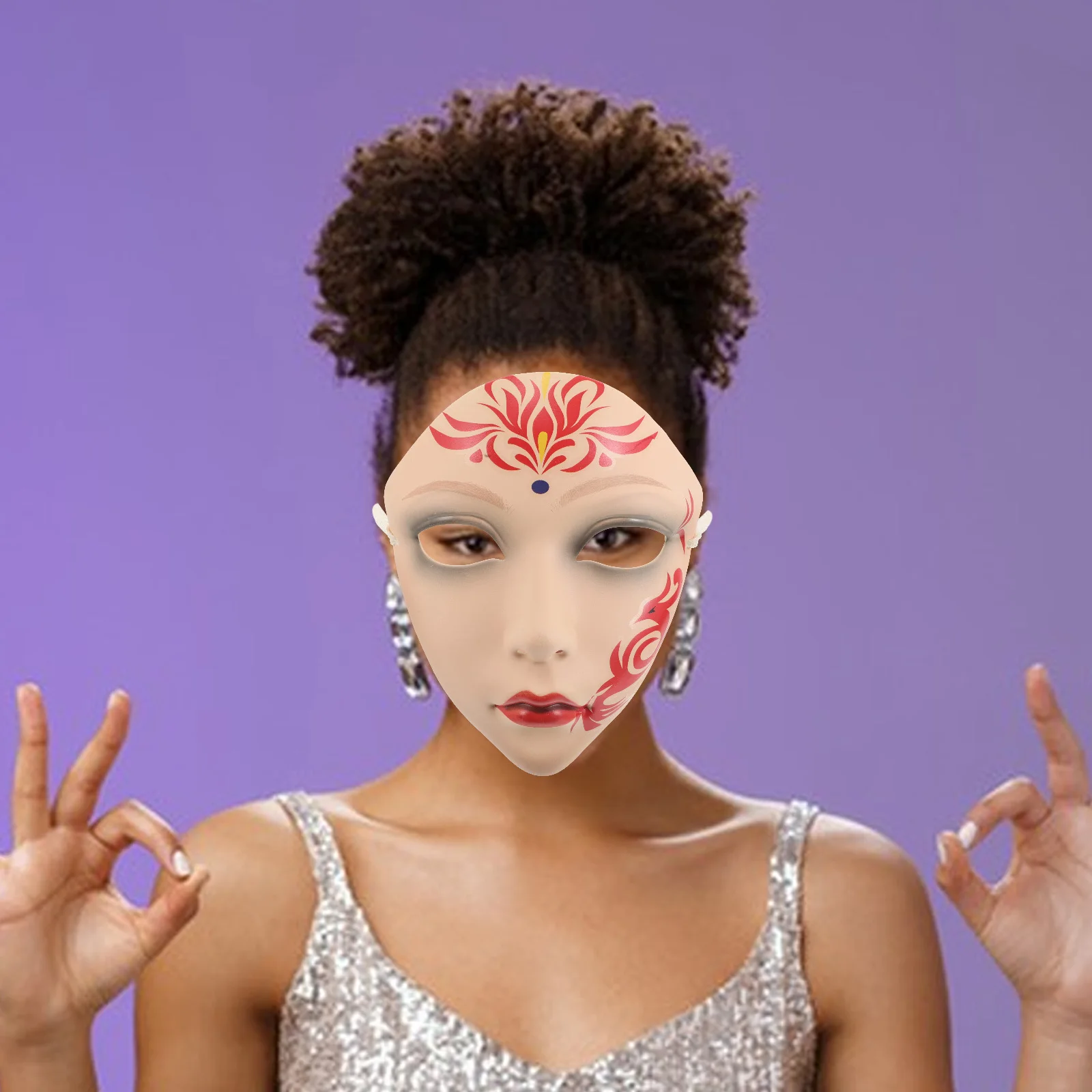 

Древняя китайская маска Hanfu, аксессуар для косплея, традиционная красота, ручная роспись, анфас, маскарадное украшение, женское карнавальное вечерние украшение