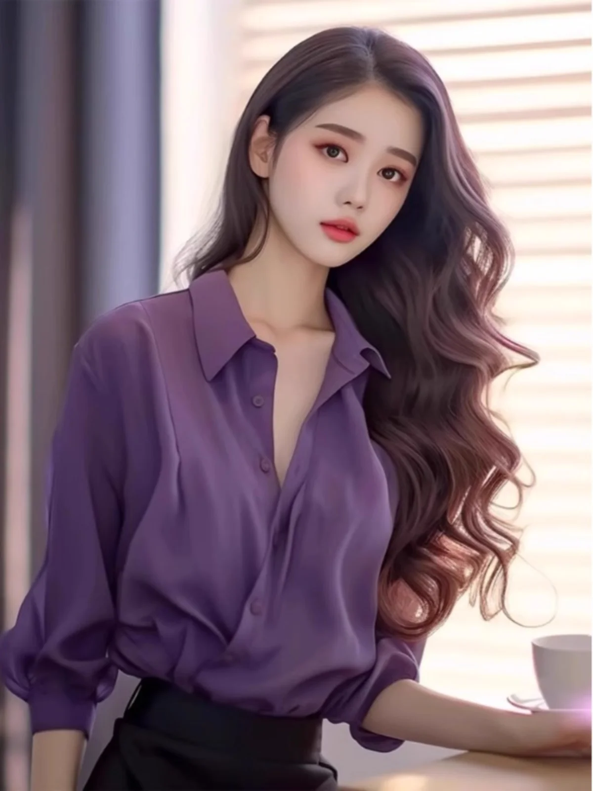 Faionable coreano Sle sciolto da donna viola irt estate casual capispalla vintage cardigan Top Ele Pendolarismo vento