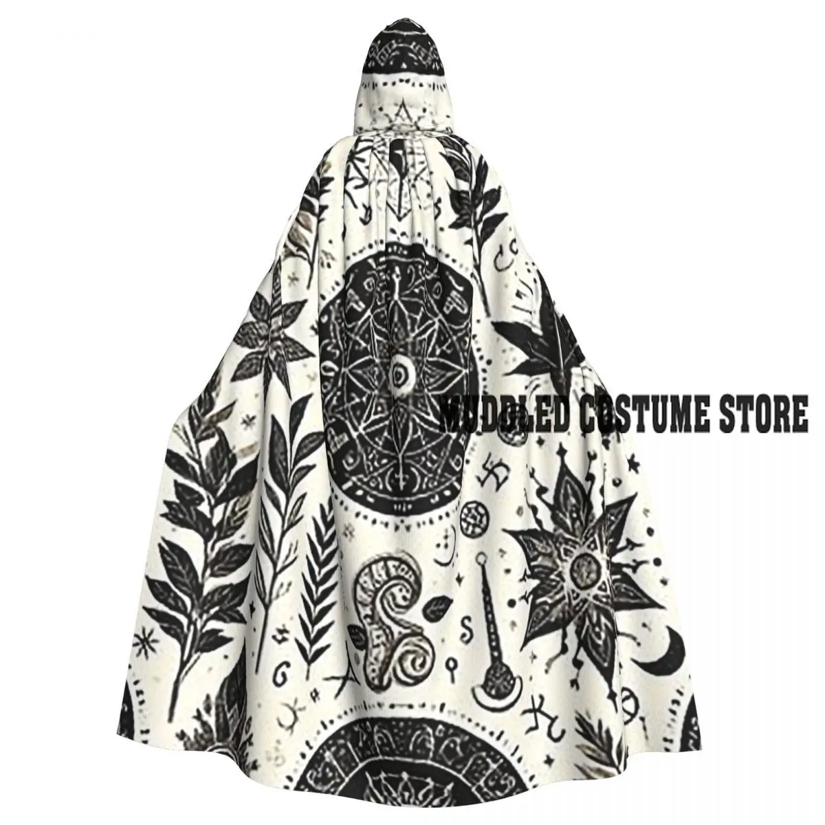 

Wiccan Symbols Pattern Magic Symbols Long Hooded Cloak Witch Medieval Costume Cosplay Cape HalloweenVampire Adult Unisex