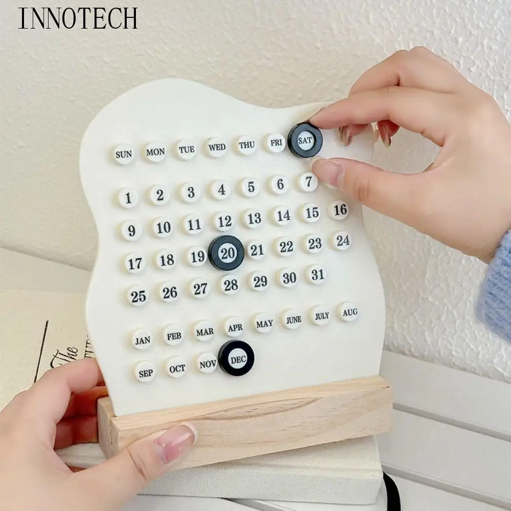 

Креативный ручной вечный календарь, 3-кольцевой дисплей месяца, дата, календарь Монтессори, деревянная основа, вечное время «сделай сам»