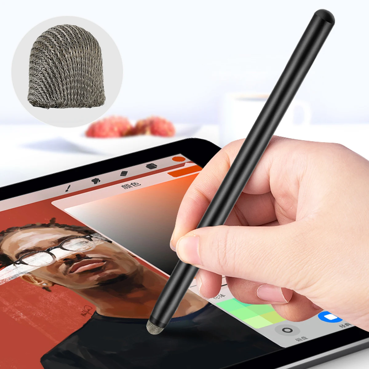 

20pcs Fiber Cloth Head 5mmx10 6mmx10 Stylus Pen Capacitive Tip Replacement Protective Pen Cap Protective Screen